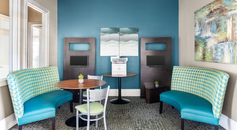 lounge with tables and chairs