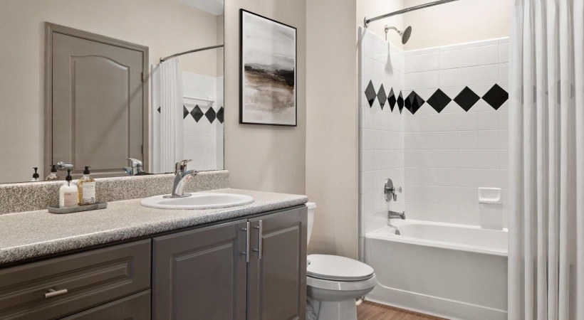 bathroom with shower/tub combo
